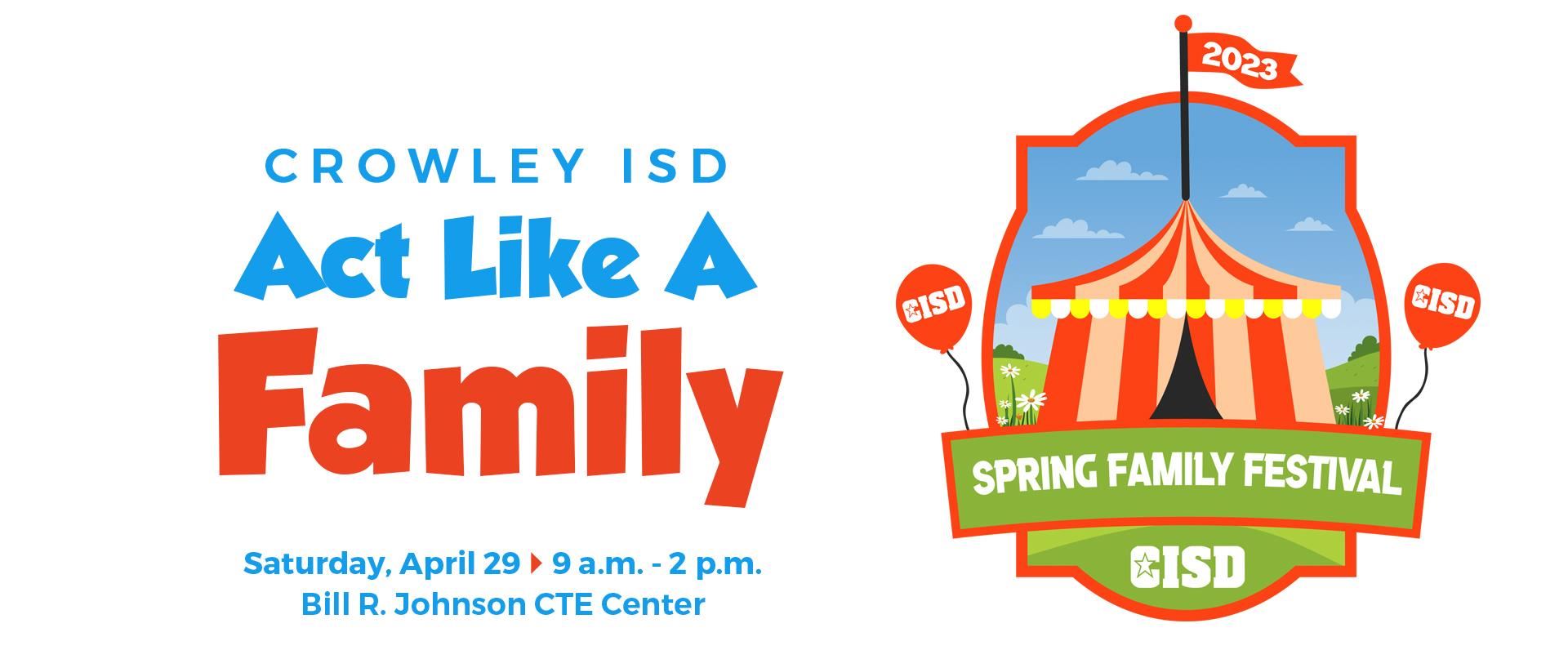 Act Like A Family - Spring Family Festival logo and information